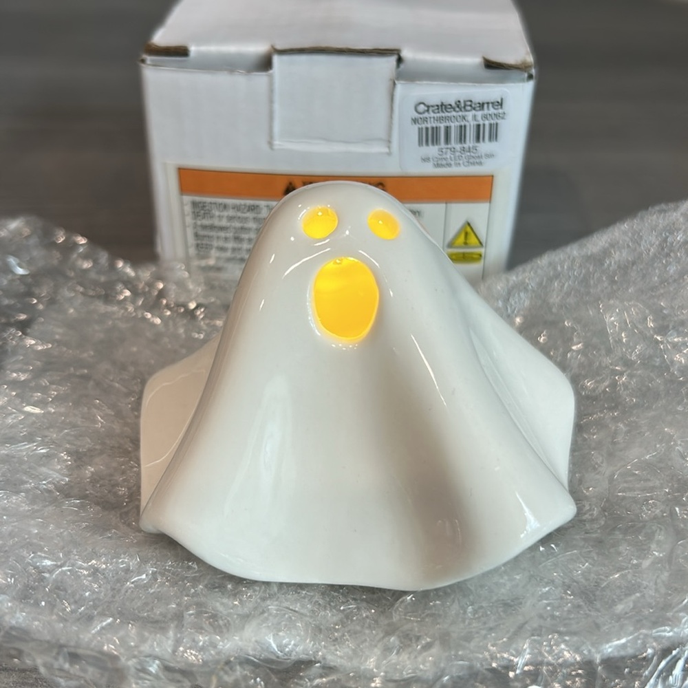 Crate & Barrel LED Ceramic Halloween Ghost 2” - Picture 2 of 7
